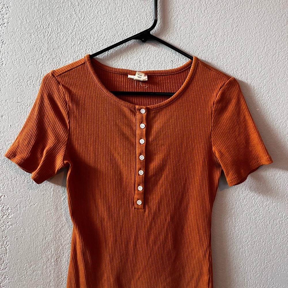 a.n.a Brown Fitted Buttoned Bodysuit